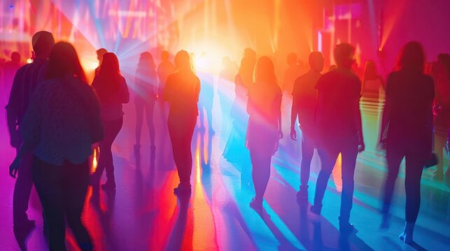 Volunteers at a professional conference, networking event, vibrant light