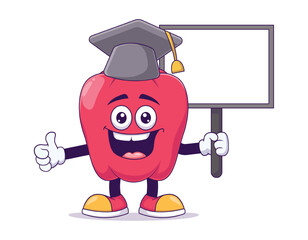 Graduation red bell pepper cartoon mascot character