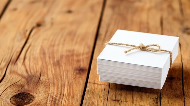 A white box with a brown string tied around it. Concept of simplicity and elegance, as the white paper and brown string create a classic and timeless look