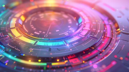 Obraz premium Ethereal Cosmic Interface with Rainbow Glow - High Definition Technology Mock-up Template