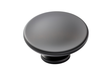 A Contemporary Black Knob, a Simple Yet Elegant Design Detail on a Clear PNG or White Background.