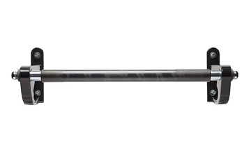 A Sturdy Black Pull-Up Bar Mounted on a White Wall for Home Gym Fitness on a Clear PNG or White Background.