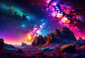 majestic galactic core shining over rocky outcrop night sky, stars, galaxy, rocks, boulders, space, astronomy, celestial, view, landscape, formation, beauty, cosmic