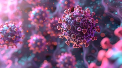 Abstract 3D Virus Cluster for Medical Research and Education
