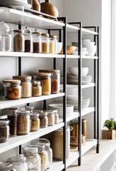 stylish kitchen organizers chic containers white background, storage, pantry, supplies, clear, plastic, boxes, stackable, jars, labeled, canisters