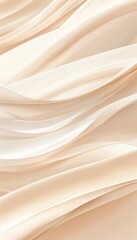 Fototapeta premium Abstract Background With Flowing Creamy Beige Fabric, Wavy Silk Texture, Satin Drapery, 3d Render