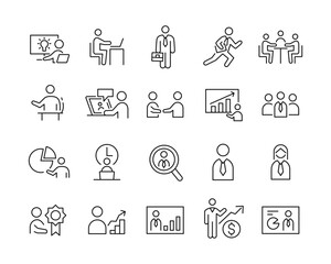 Fototapeta premium Business People Icons - Vector Line. Editable Stroke.