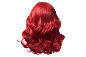 Fototapeta premium Vibrant Red Waves of Hair Flowing in the Studio Light on a Clear PNG or White Background.