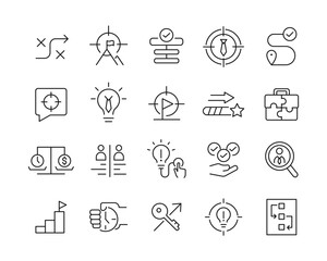 Strategy Icons - Vector Line. Editable Stroke.
