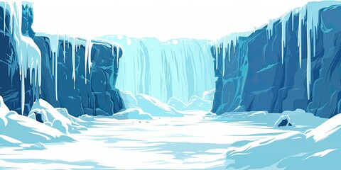 Frozen Waterfall Landscape with Icy Cliffs