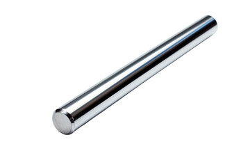 A Polished Metal Rod Against a White Background on a Clear PNG or White Background.