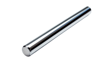 A Polished Metal Rod Against a White Background on a Clear PNG or White Background.
