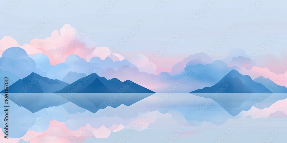 Canvas Prints Serene Mountain Reflection in Calm Water