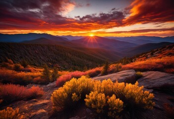 vibrant sunset glow secluded wilderness, sky, colors, glowing, light, nature, colorful, horizon, dusk, remote, natural, beauty, bright, hues, tranquil, vivid, shades