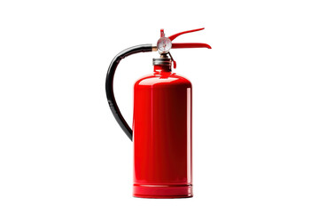 Obraz premium A Ready Red Fire Extinguisher Against a Blank Canvas on a Clear PNG or White Background.