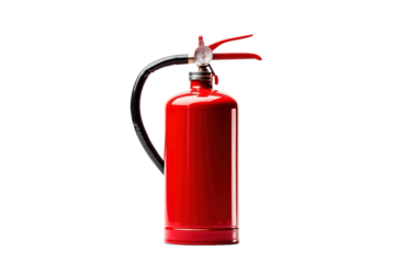 A Ready Red Fire Extinguisher Against a Blank Canvas on a Clear PNG or White Background.