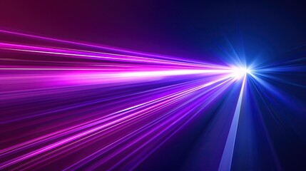 vibrant purple blue high speedlight streaks radiating from bright white light source on dark background dynamic abstract speed motion