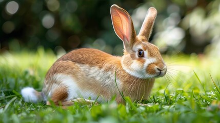 Fototapeta premium Brown Rabbit In Grass