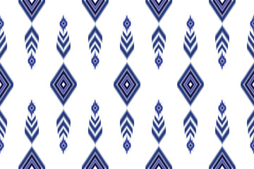 Ikat abstract. Seamless geometric pattern in tribal, folk embroidery style. Aztec geometric art ornament print.Design for carpet, wallpaper, clothing, wrapping, fabric, cover, textile.
