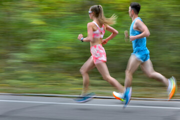 athlete runner on city park