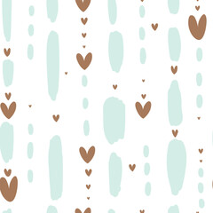 Seamless pattern with line abd hearts on white background, Valentine