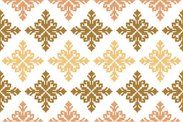 Ikat abstract. Seamless geometric pattern in tribal, folk embroidery style. Aztec geometric art ornament print.Design for carpet, wallpaper, clothing, wrapping, fabric, cover, textile.