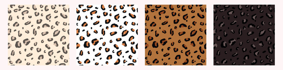 Abstract leopard animal Seamless Patterns. White, brown and black brush spots and dots rapport for background, textile, web, print. Abstract wild African animal skin print. abstract vector design.