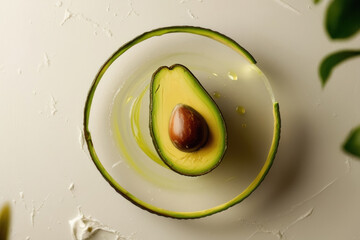 Ripe avocado, top view. Healthy eating, fresh organic products, vegetarian cuisine. The concept of a healthy lifestyle and proper nutrition