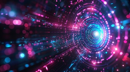 Fototapeta premium Abstract Pink And Blue Lights Tunnel