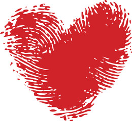 Red heart shaped fingerprint icon.