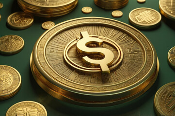 Golden BTC bitcoin money currency.