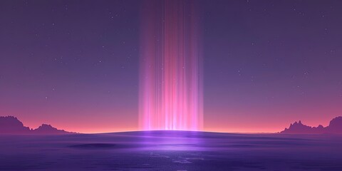 Surreal Sunset with Radiant Purple Beams