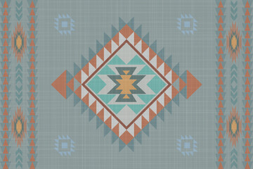 Obraz premium Navajo tribal vector seamless pattern. Native American ornament. Ethnic South Western decor style. Boho geometric ornament. Vector seamless pattern. Mexican blanket, rug. Woven carpet illustration