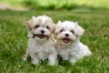 two Shih Tzu dog puppies