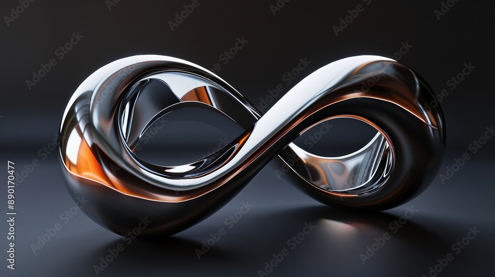 Poster Polished Infinity Sculpture on Dark Background