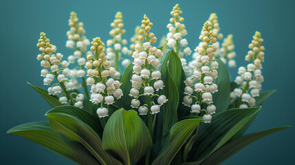 Obraz premium An elegant bouquet of lilies of the valley.