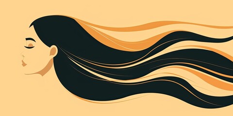 Abstract Illustration of Woman with Flowing Hair