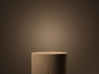 Abstract background minimal style. Rough concrete empty podium and green leaf for products presentation or text for advertising. 3d rendering