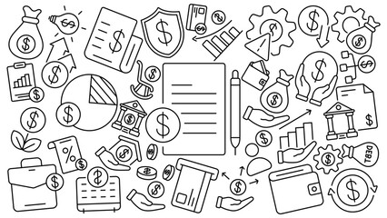 personal finance line icon doodle vector design collection with editable stroke