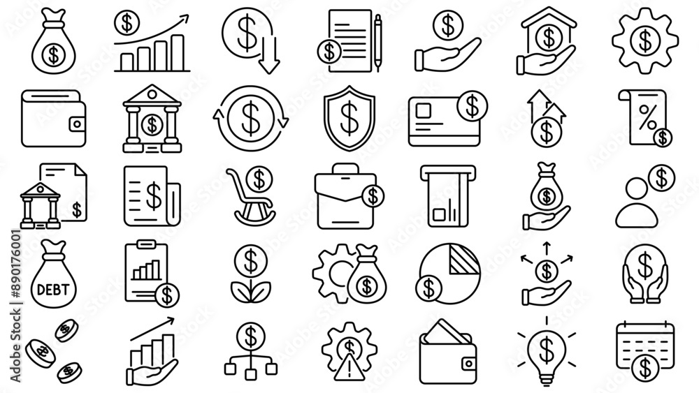 Poster personal finance line icon vector design collection with editable stroke