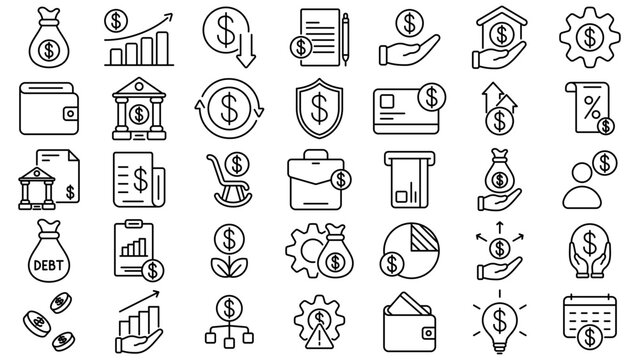 personal finance line icon vector design collection with editable stroke
