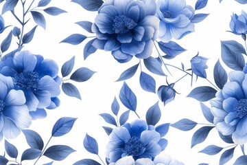Watercolor Seamless pattern with blue and white	