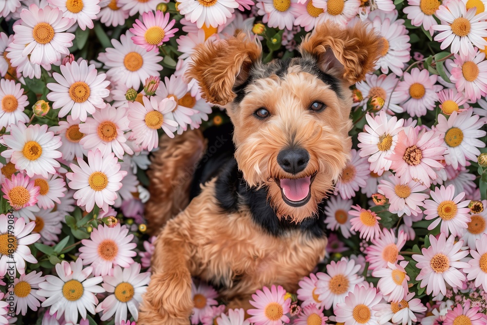 Wall mural airedale terrier dog