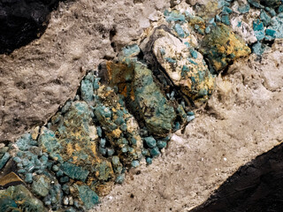 Colombian emerald vein in a mine Colombia.