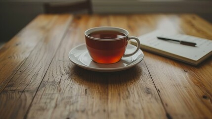 Obraz premium A Refreshing Cup of Tea on a Wooden Table