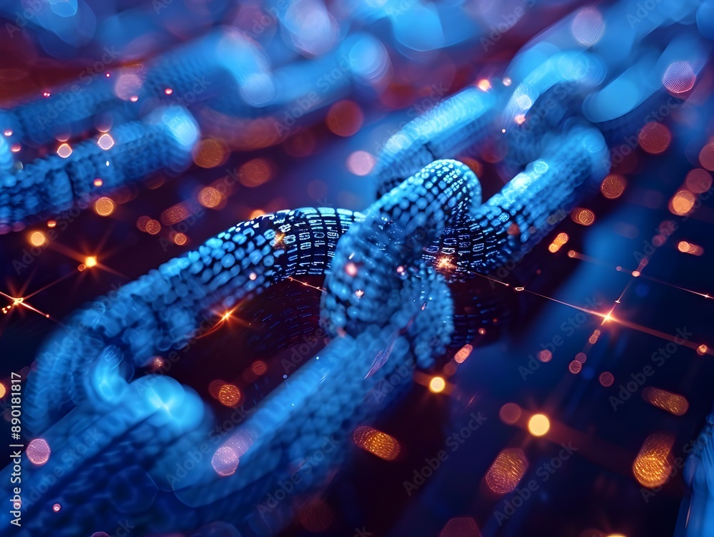 Aufkleber vibrant blockchain technology and digital currency symbols representing secure and futuristic financ