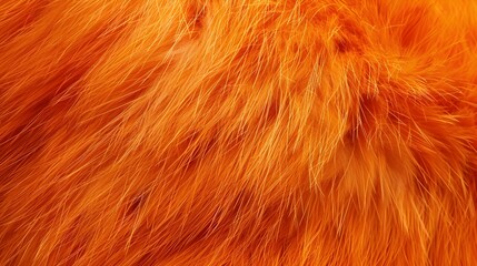 Fototapeta premium Soft and fluffy orange fur texture with gentle waves. The image conveys a warm and cozy feeling
