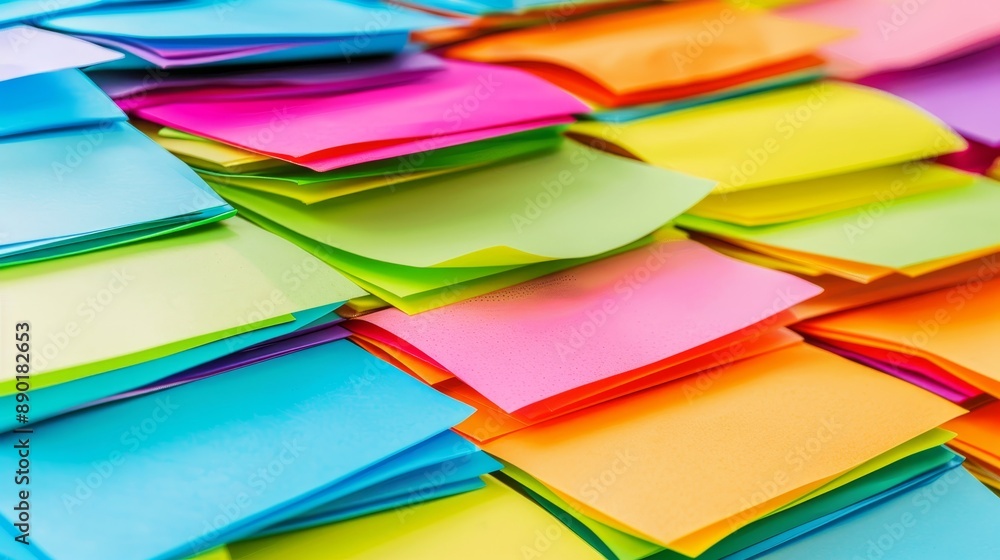 Poster creative whiteboard filled with colorful sticky notes for collaborative brainstorming session