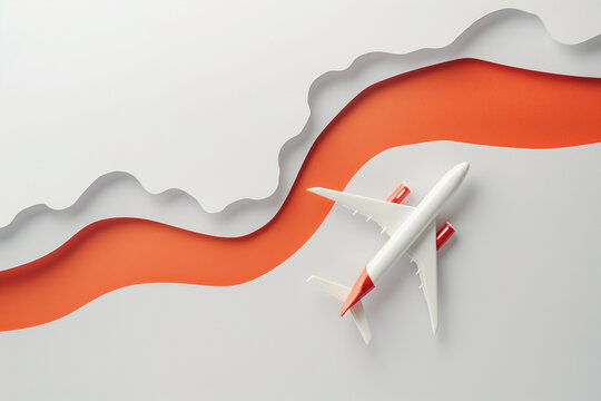 minimalist background for a business presentation with airplane theme with red colors