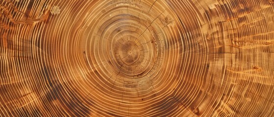 Fototapeta premium Panoramic close-up, high detail scan of beech tree rings texture, Generative AI 